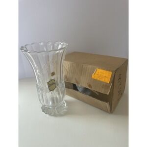 Phoenix Bleikristall 24% Lead Crystal Vase 9"‎ Laurel Germany Floral W/ Box
